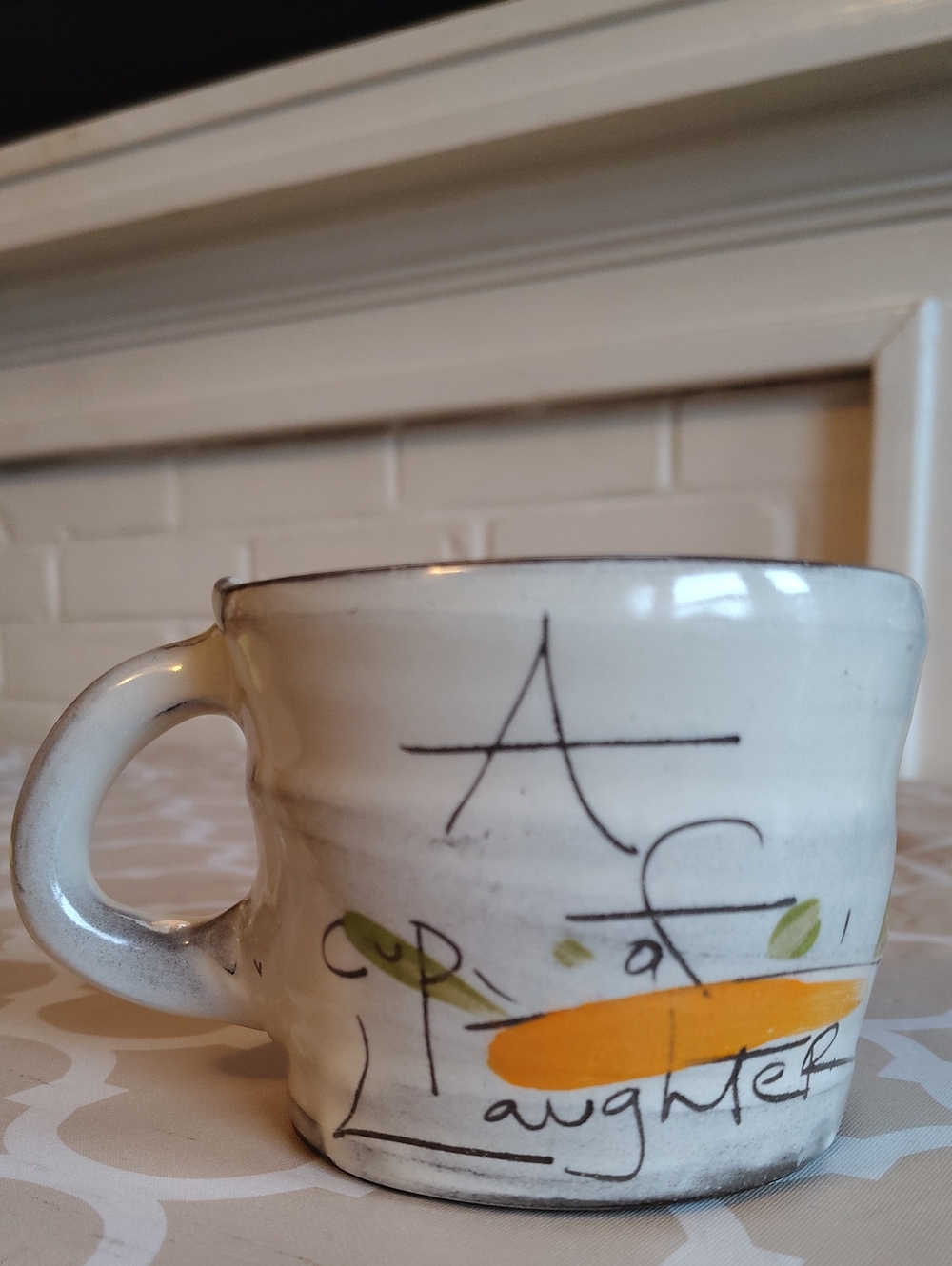 ZPOTS "Cup of Laughter" Handmade Pottery Mug 16 oz Artisan Coffee Cup